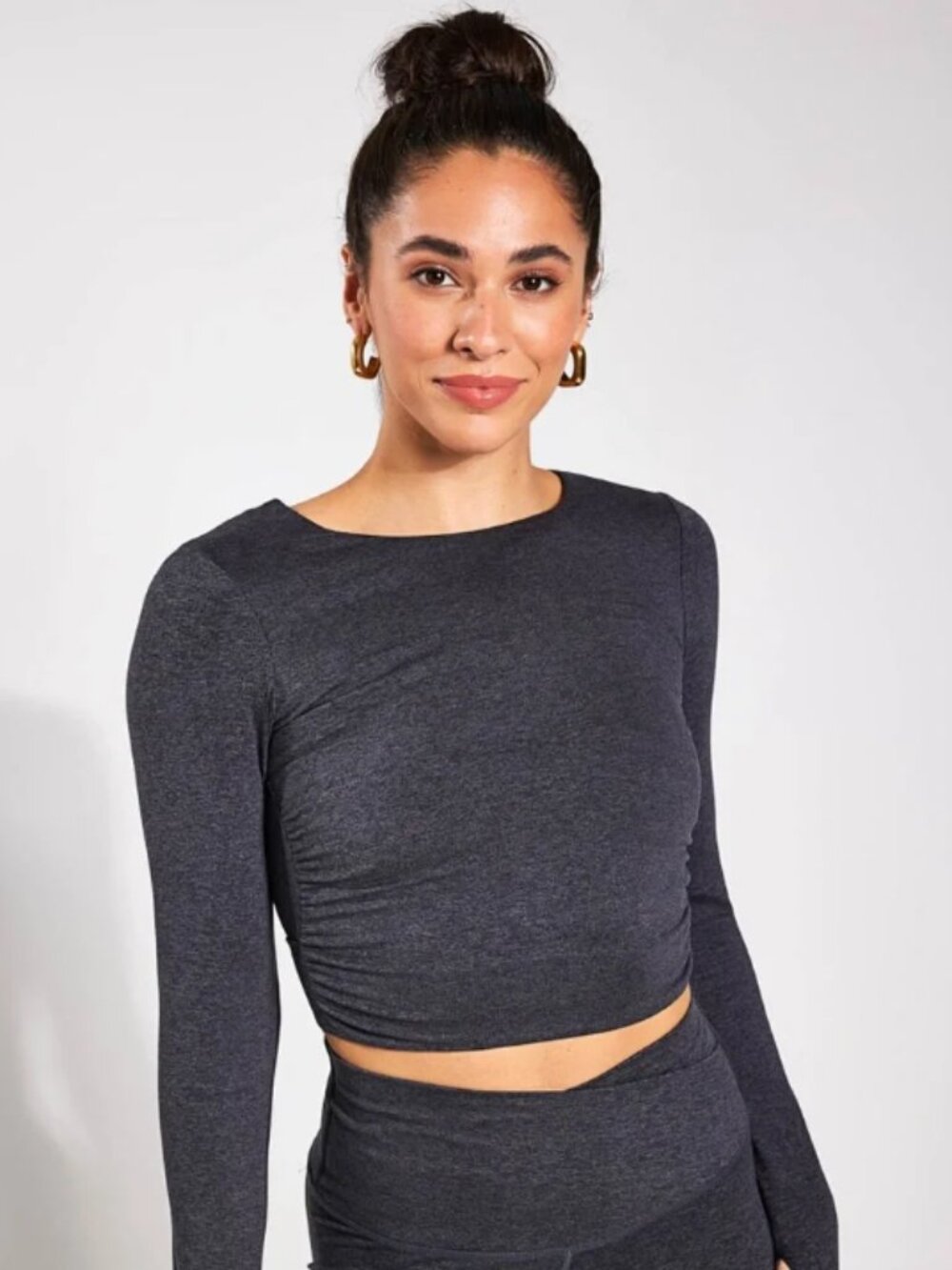 Varley cropped active top in heather grey - size S